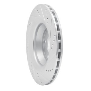 Audi TT Quattro RS Brake Rotor (1) - Rear Left - R1 Concepts - Drilled & Slotted - Silver - `08-`15